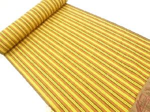 アンティーク　手織り紬縞模様織出し着尺反物